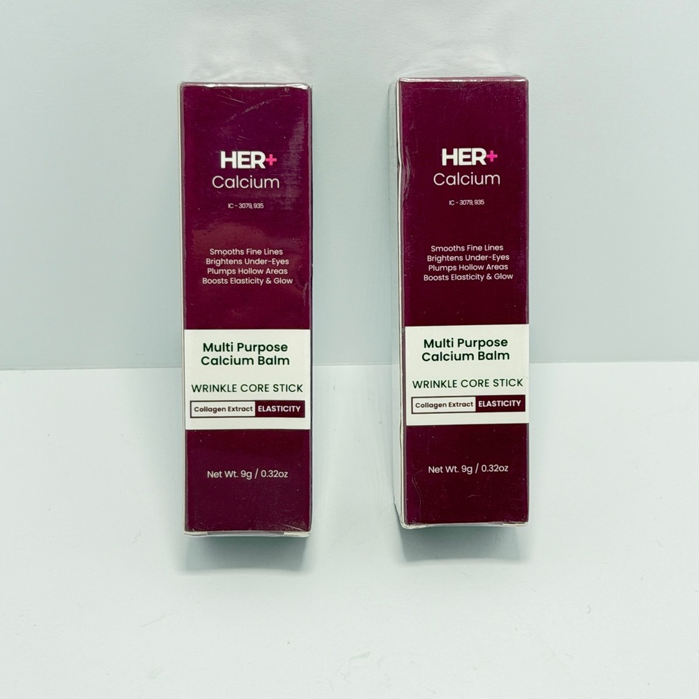 HER+ Calcium Multi Purpose Calcium Balm 9g 0.32oz 2 Pack New Sealed Exp 2029